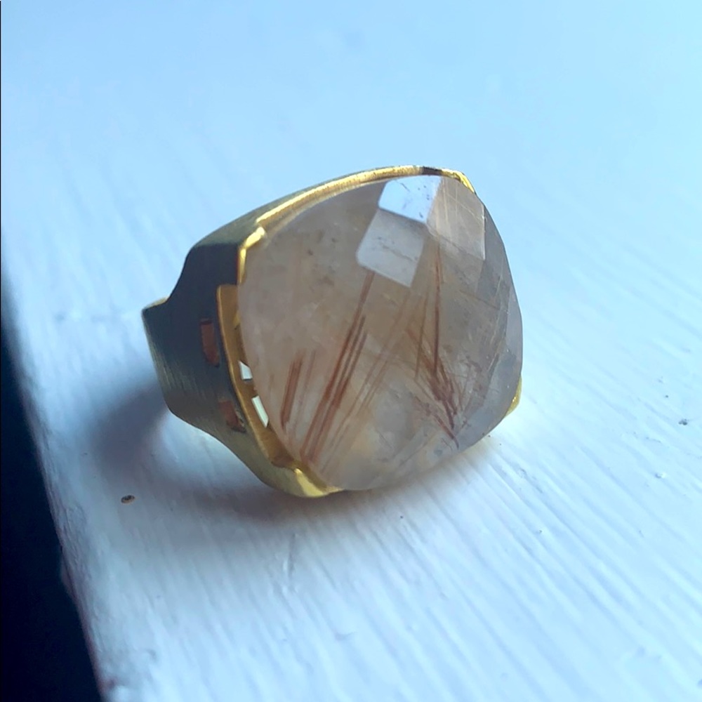 Smoky Quartz Gold Statement Ring
